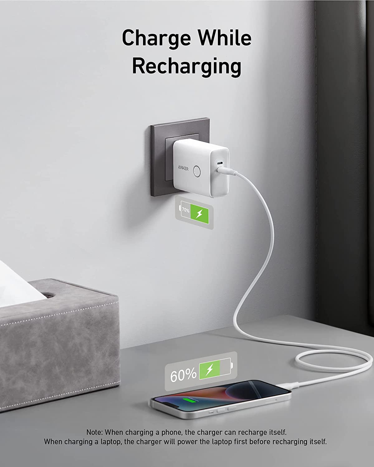 Anker 521 5000 mAh Power Bank with 45W Dual-Port USB-C Wall Charger