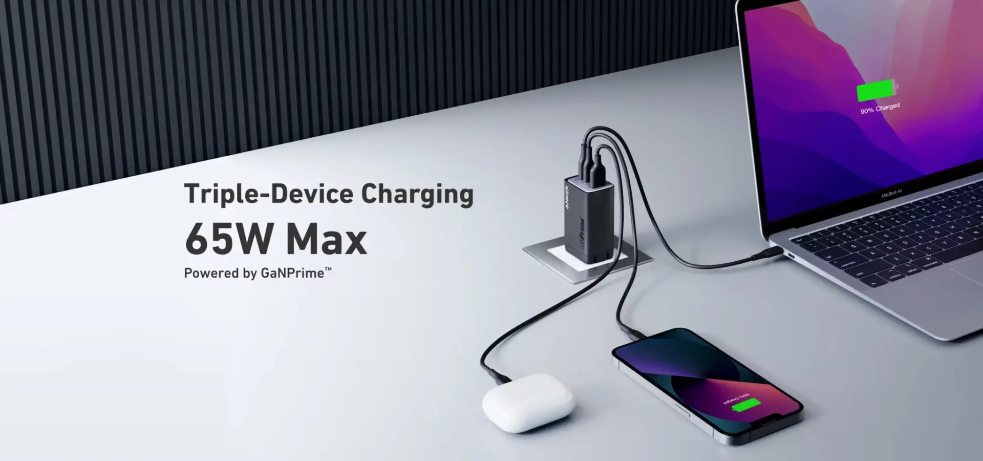 Anker 735 GaNPrime 65W 2USB-C 1USB-A Charger