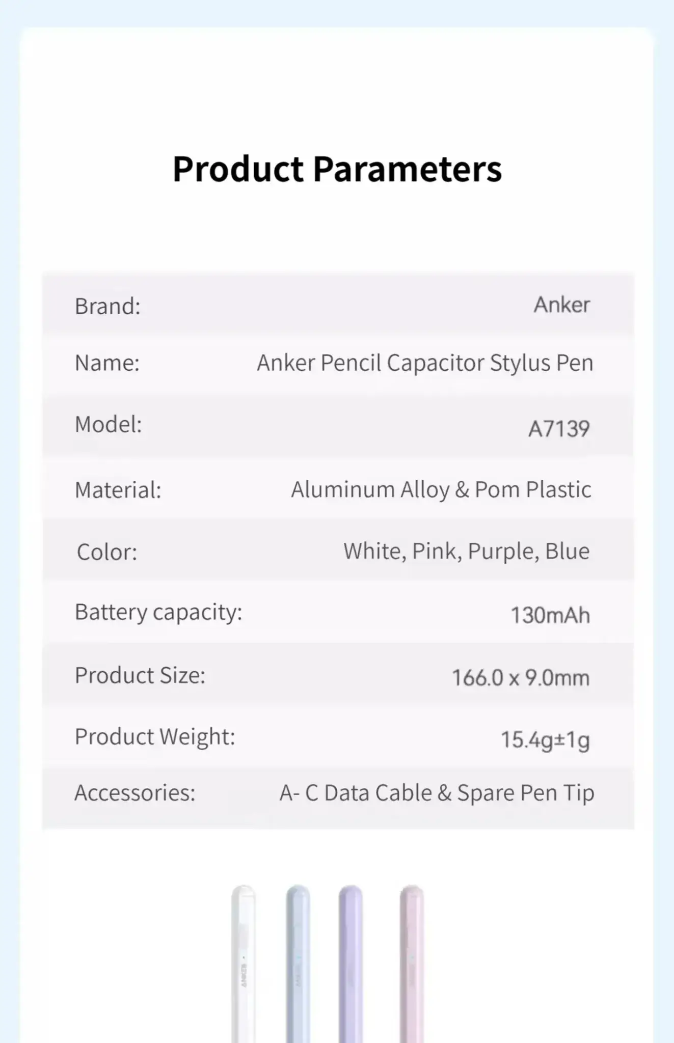 Anker Pencil Capacitive Stylus Pen (A7139)