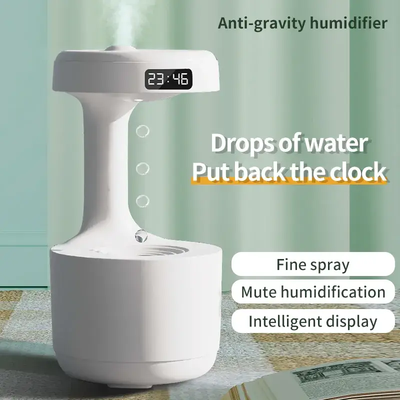 Anti-Gravity Light Water Drop Fountain Light With Humidifier LED Night Lamp