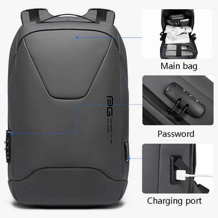 BANGE BG-22188 Premium Quality Anti Theft Backpack with External USB Charging Port