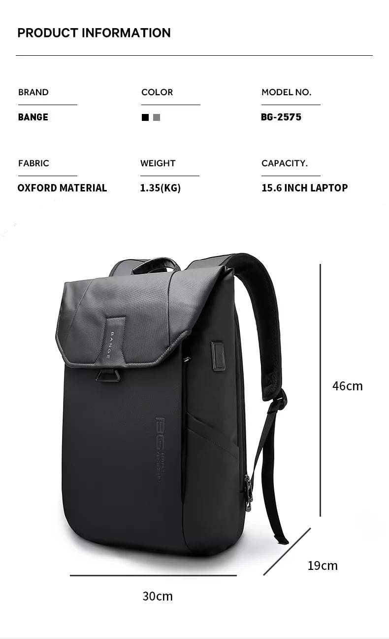 BANGE BG 2575 Anti Theft 15.6 inch Backpack