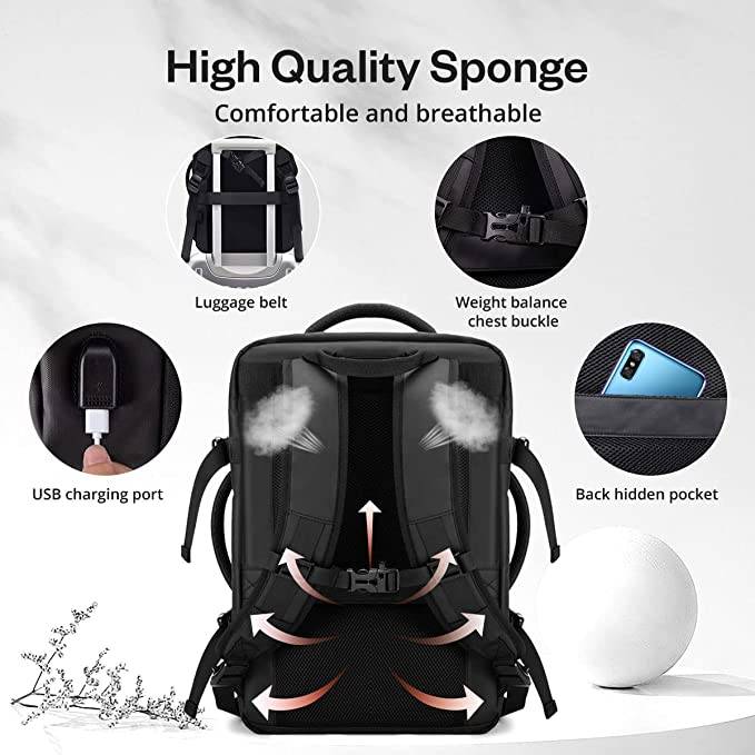 Bange BG-1908 37L Expandable Large Capacity 15.6 Inch Laptop Backpack