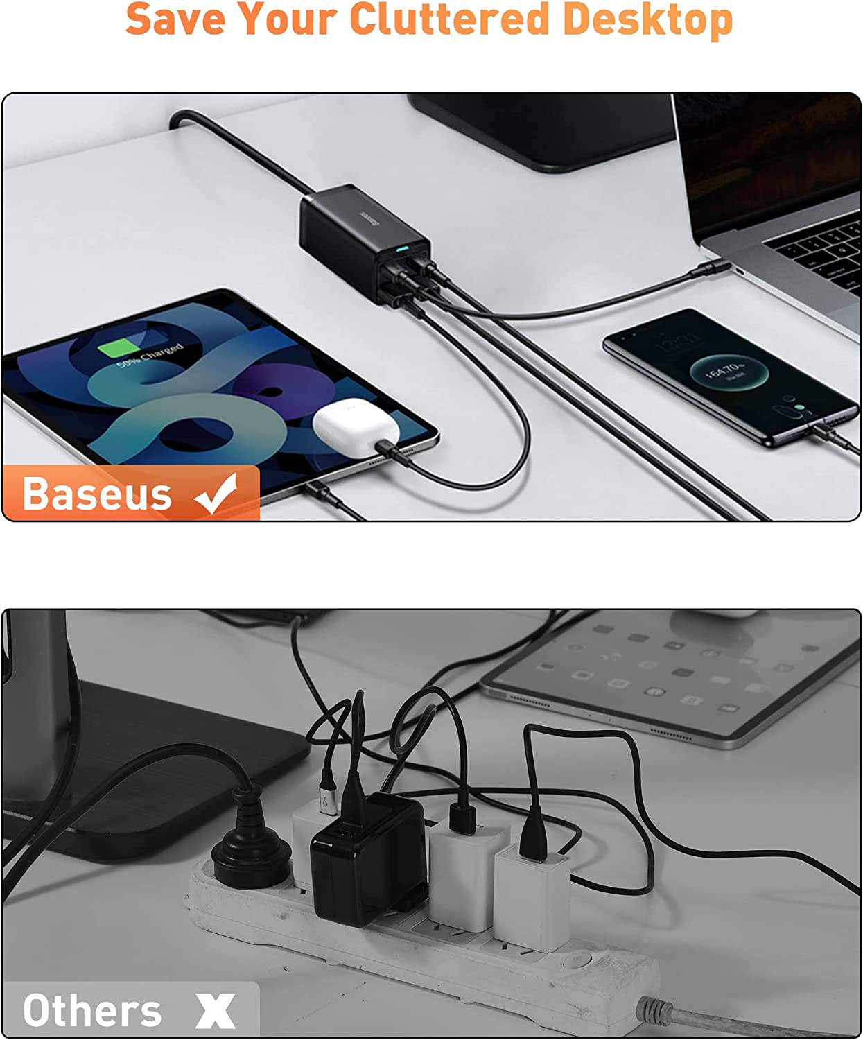 Baseus 100W GaN3 Pro Desktop Fast Charger 2USB-C + 2USB Port CN Charging Station