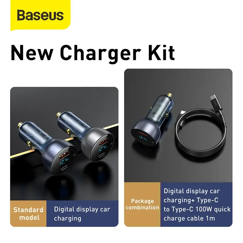 Baseus Car Charger 65W Particular Digital Display QC+PPS Dual Quick Charger