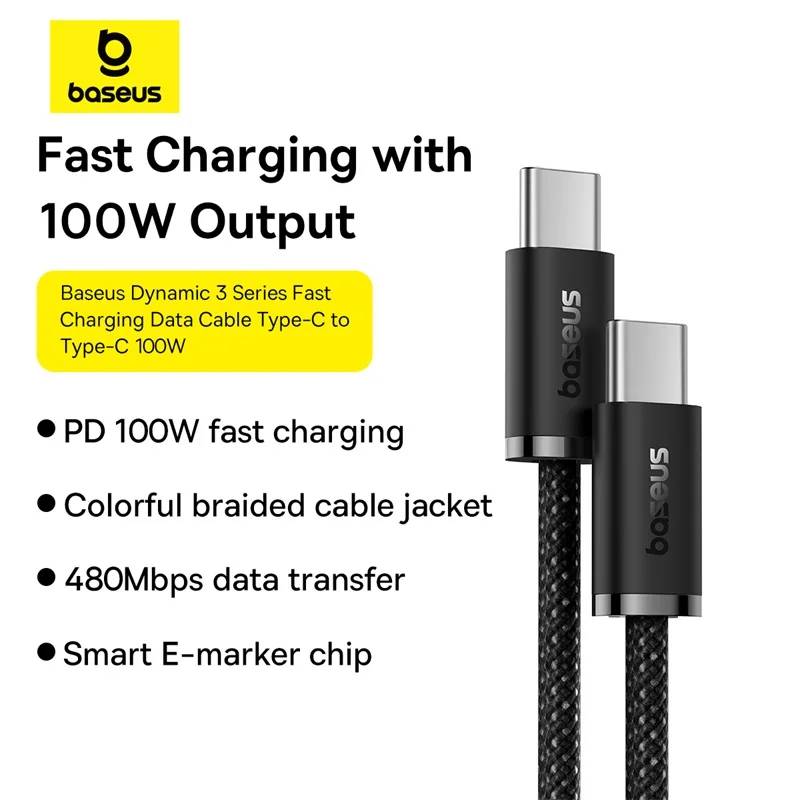 Baseus Dynamic 3 Series 100W Fast Charging Cable USB-C to USB-C 2m