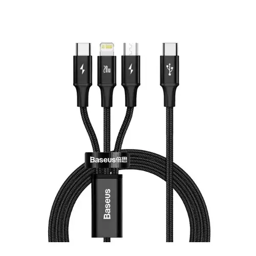 Baseus PD 20W Rapid Series 3-in-1 Fast Charging Cable Type-C to M+L+C