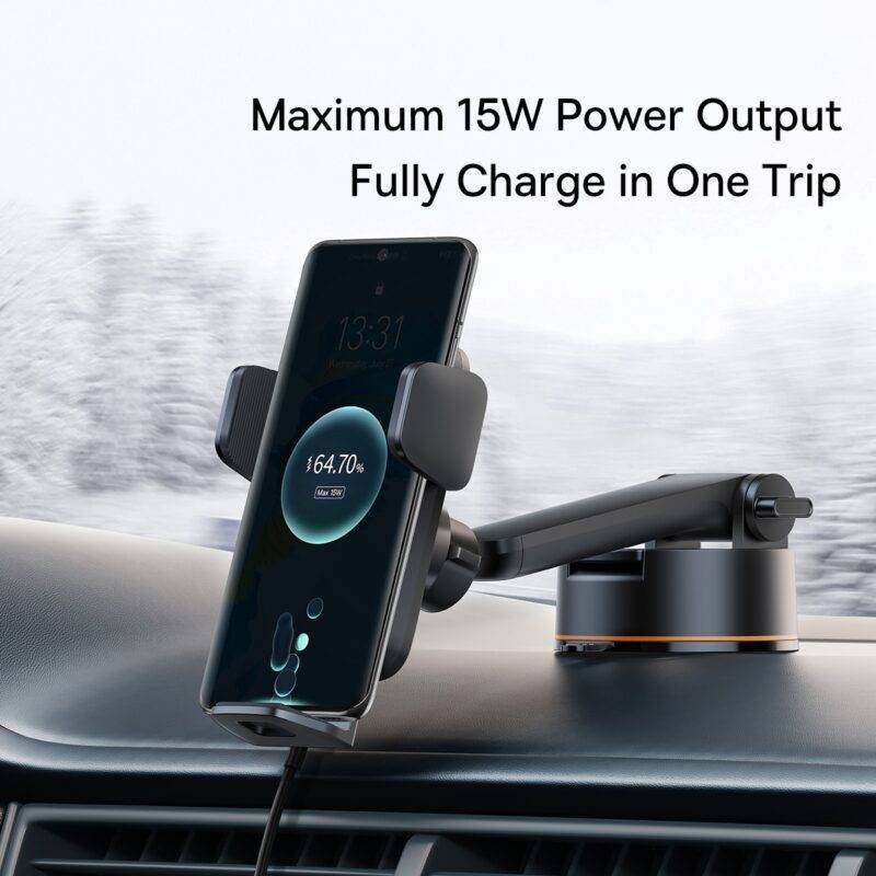 Baseus QI 15W Wisdom Auto Alignment Car Mount Wireless Charger Suction Base Version