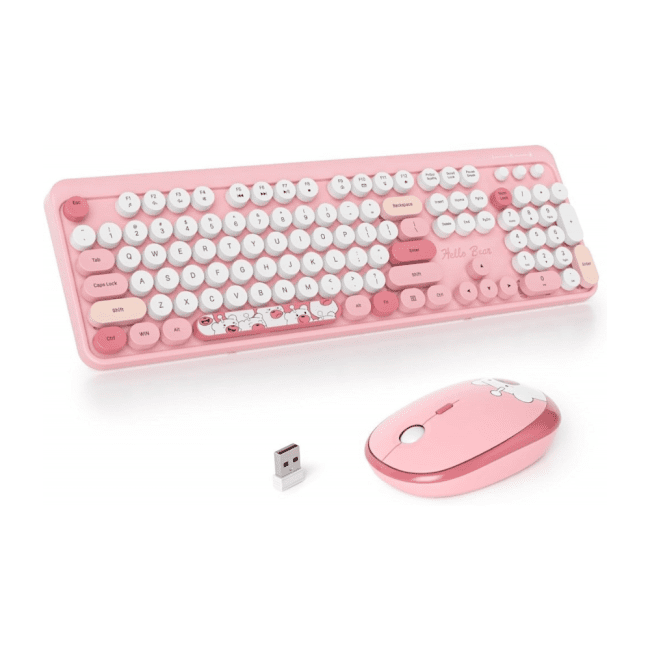 COTECH 84021 Wireless Keyboard and Mouse Combo with Silent Keys & Ergonomic Design