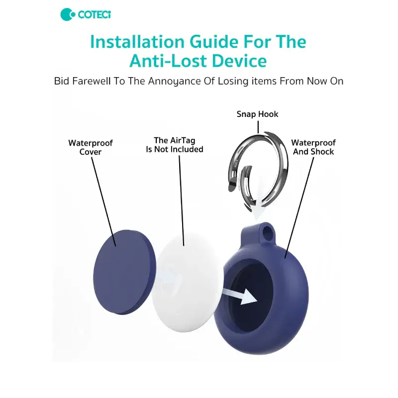 Coteci Silicone Waterproof Protective Case for Apple AirTag