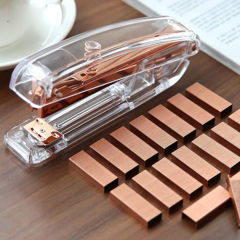 DELVTCH Transparent Stapler Office Accessories with 1000Pcs Metal Staples