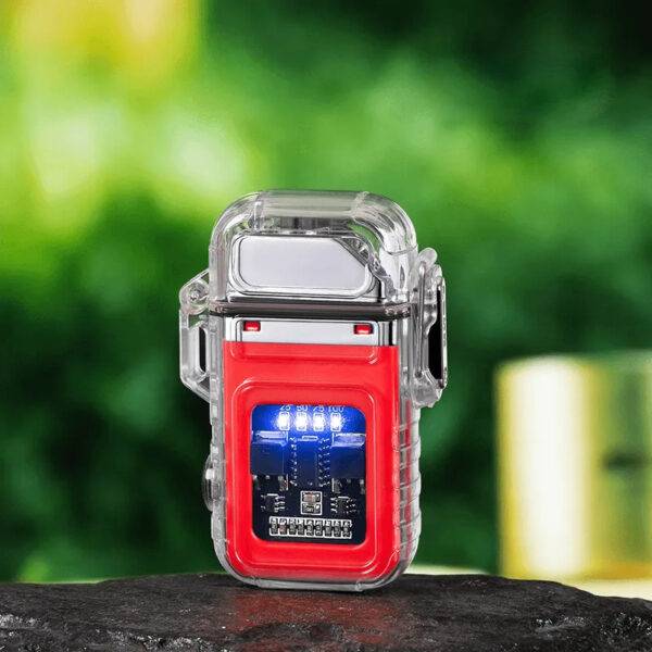 Dual Arc Windproof Waterproof Rechargeable USB Electric Lighter with Flash Light (ZC169)