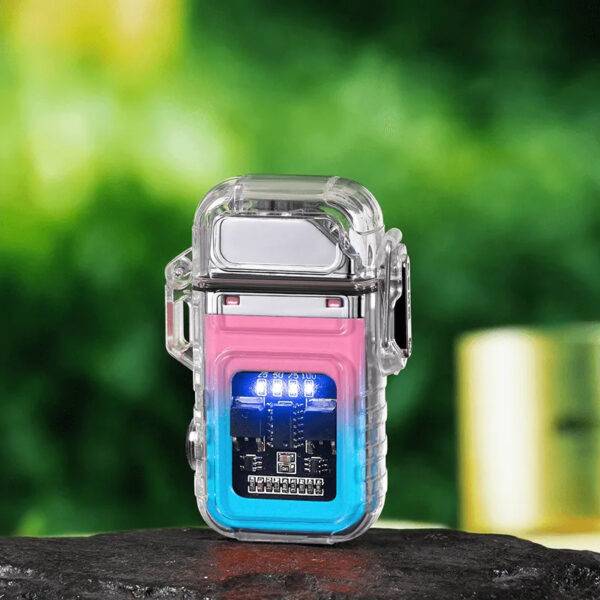 Dual Arc Windproof Waterproof Rechargeable USB Electric Lighter with Flash Light (ZC169)