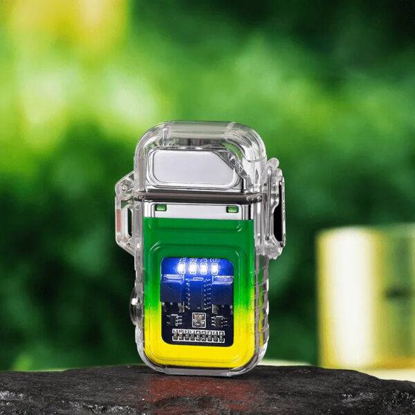 Dual Arc Windproof Waterproof Rechargeable USB Electric Lighter with Flash Light (ZC169)