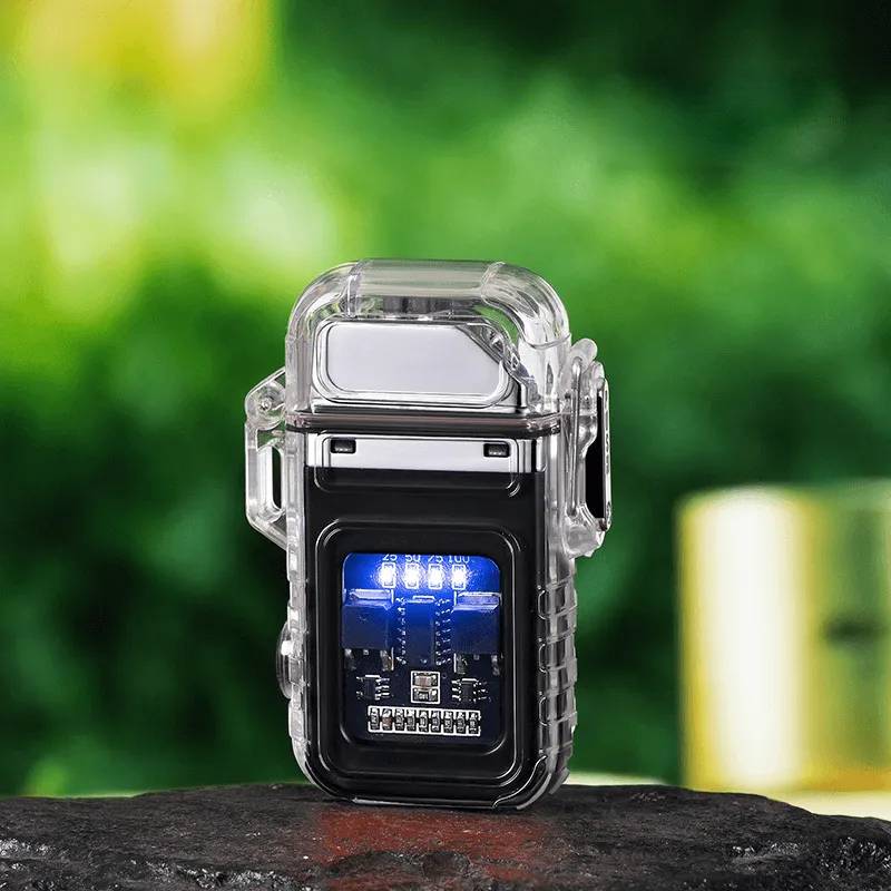 Dual Arc Windproof Waterproof Rechargeable USB Electric Lighter with Flash Light (ZC169)