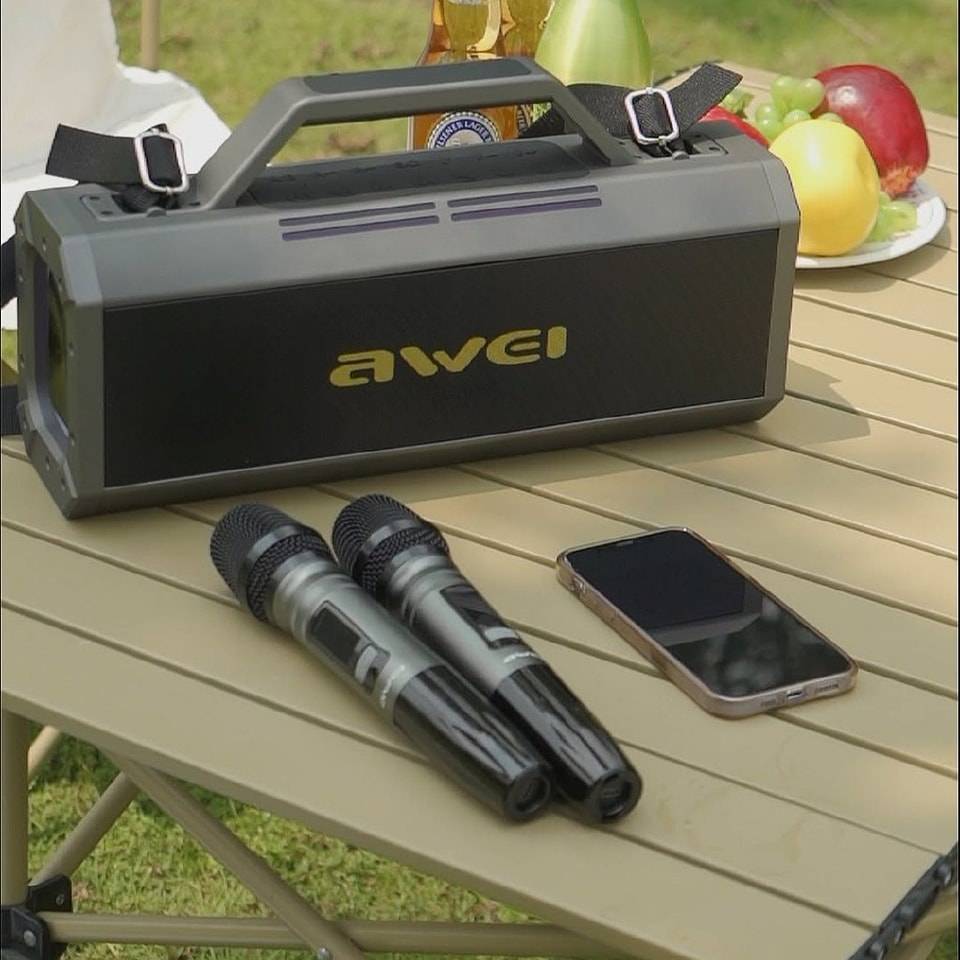 Awei KT8 160W Portable Bluetooth Karaoke Speaker with Wireless Microphones & Remote Control