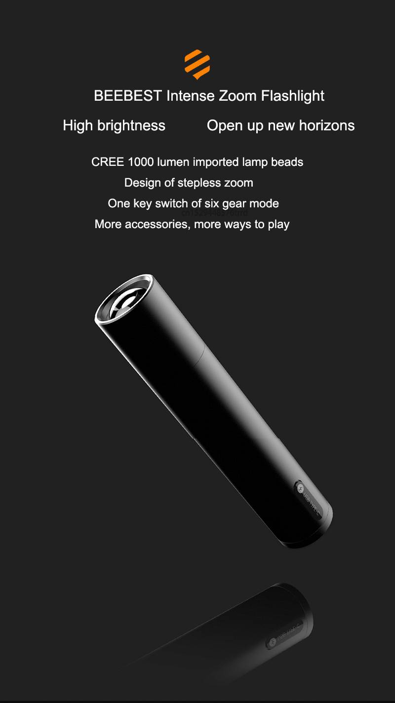 Xiaomi Beebest 1000 Lumen 2600mAh 6 Gear Highlight Zoom Flashlight