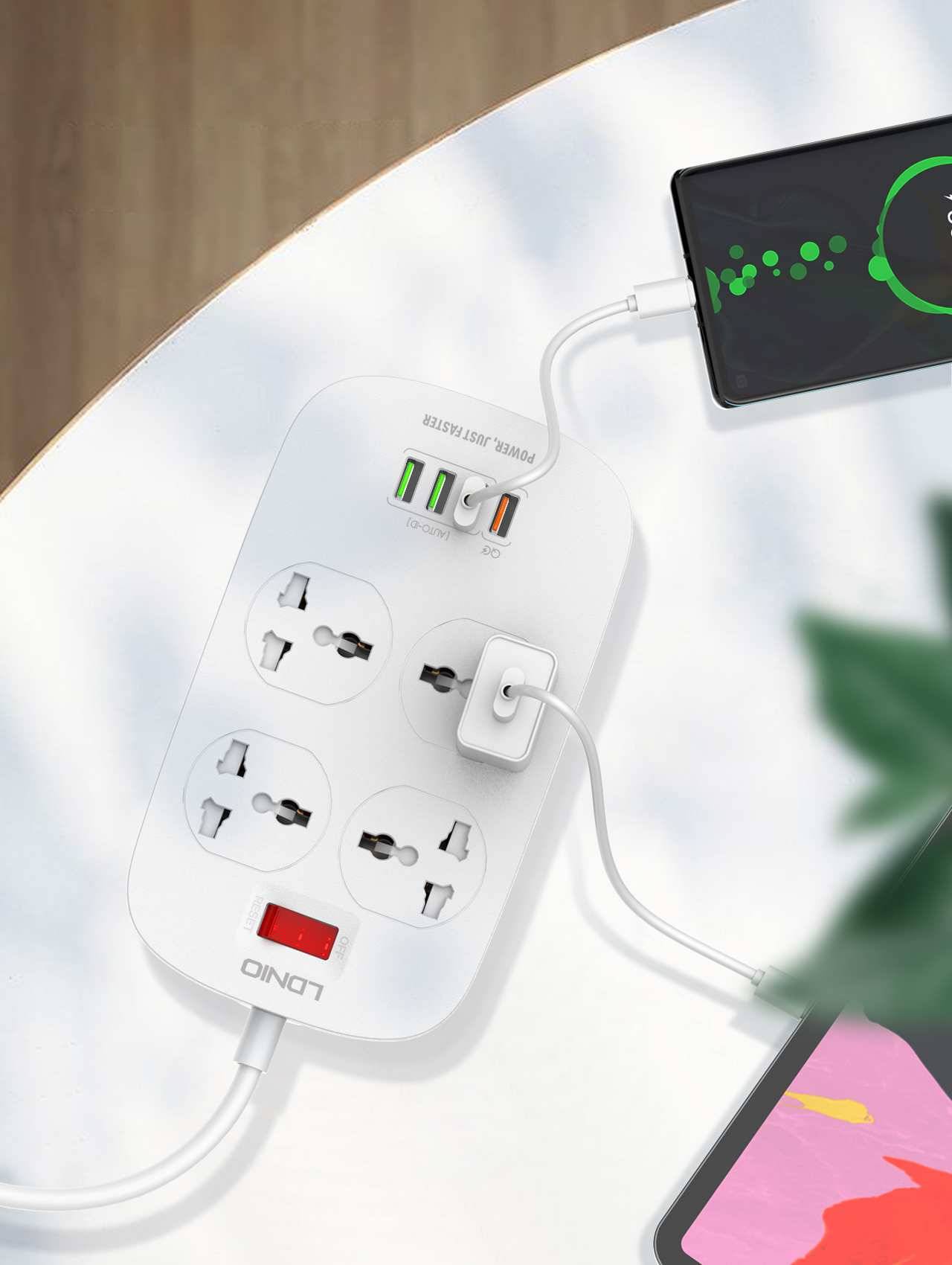 LDNIO Defender Series 4 Socket with 4 USB Port Power Strip