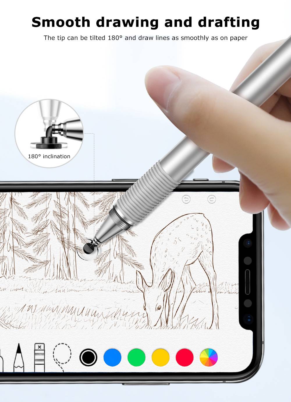 Baseus 2-in-1 Touch Screen Capacitive Stylus Pen Drawing Pen for iPhone Mobile Phone Tablet PC