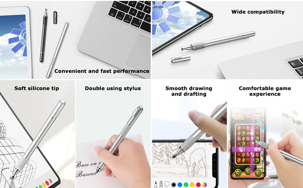 Baseus 2-in-1 Touch Screen Capacitive Stylus Pen Drawing Pen for iPhone Mobile Phone Tablet PC