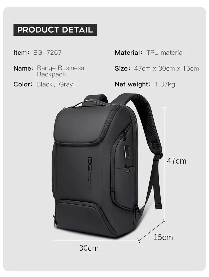  Bange BG-7267  Waterproof & Multifunctional Laptop Backpack  Your Tech Ready Travel Companion (15.6")