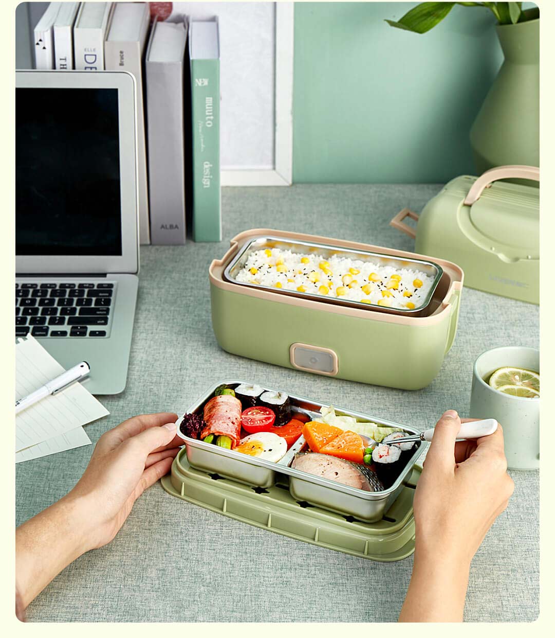 LIVEN FH-18 Electric Lunch Box Portable Smart Cooking Silent Heating Sealed for Travel