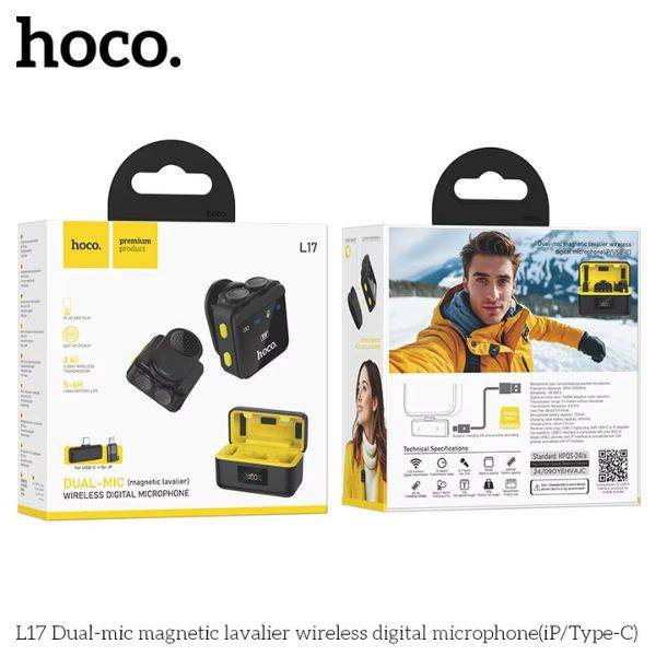 Hoco L17 Wireless Lavalier Clip-On Lapel Microphone