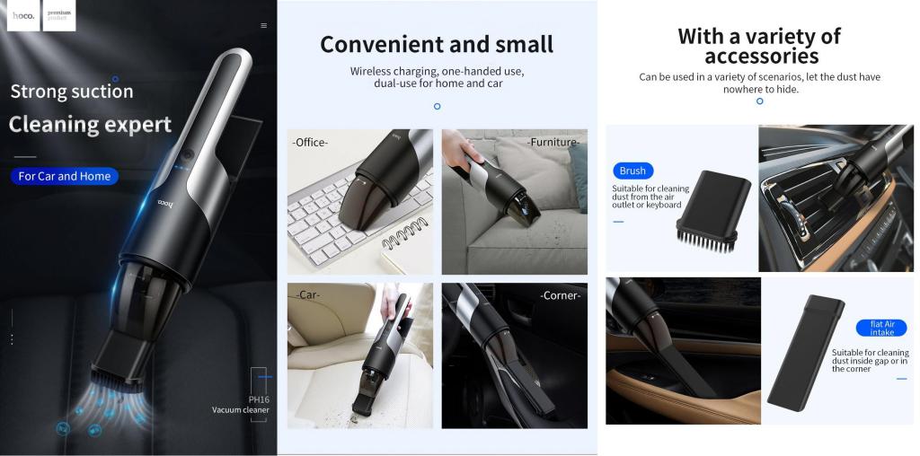 Hoco PH16 Azure Portable Mini Vacuum Car Cleaner