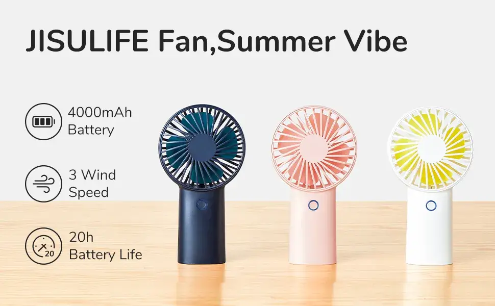 JISULIFE F2B Handheld Portable 4000 mAh Rechargeable Fan