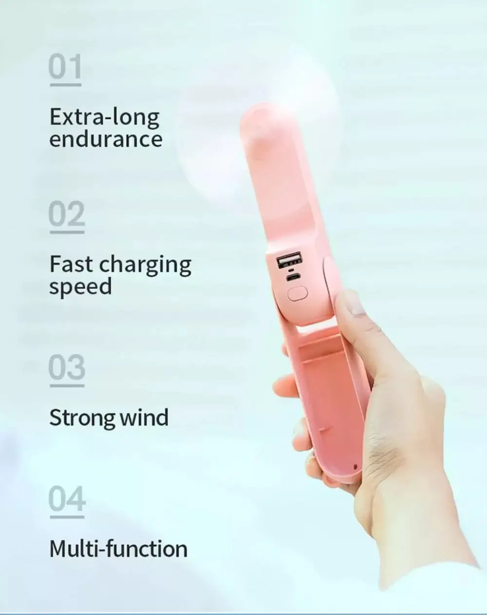 JISULIFE F8X-Life 8 Plus Mini Fan Portable Fan 4800mAh Rechargeable Fan with Power Bank and Flashlight Function