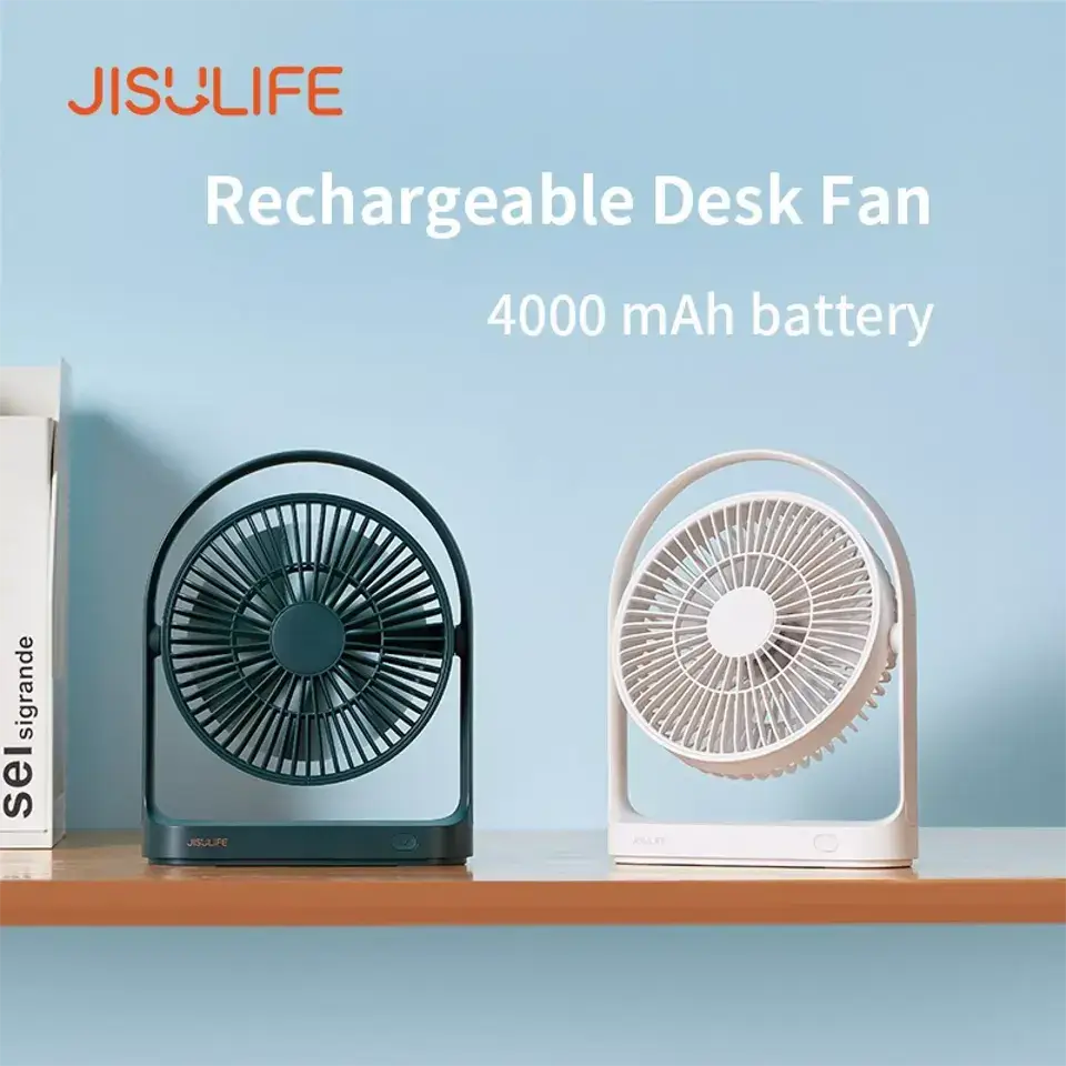 JISULIFE FA19 Portable Rechargeable Desk Fan 4000mAH Battery with Type-C Charging Port