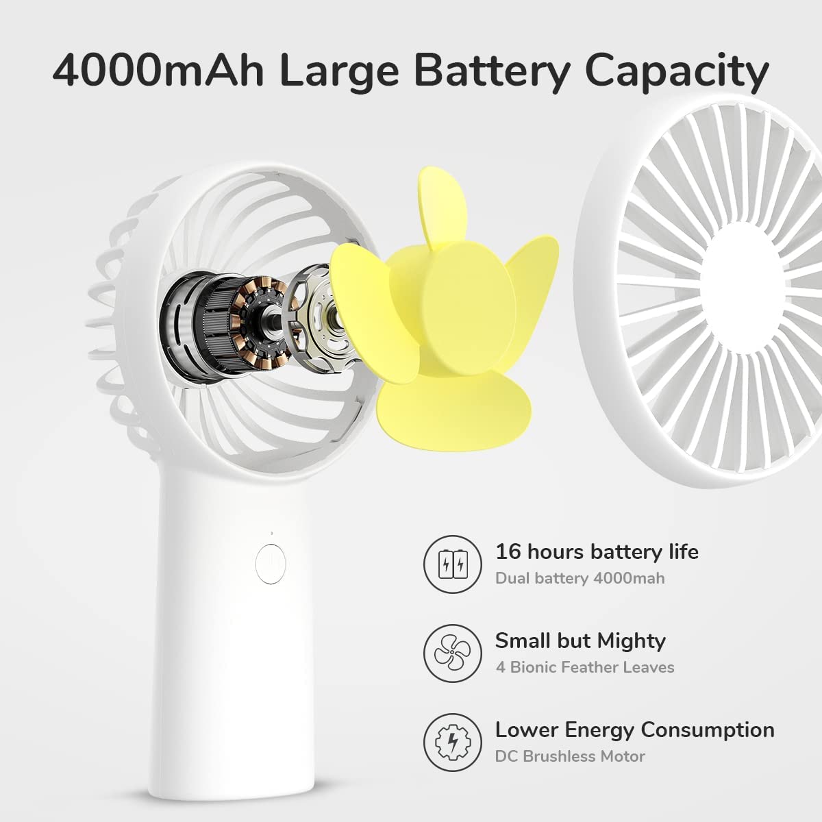 JISULIFE FA20X 4000mAh Portable Rechargeable Mini Handheld Fan