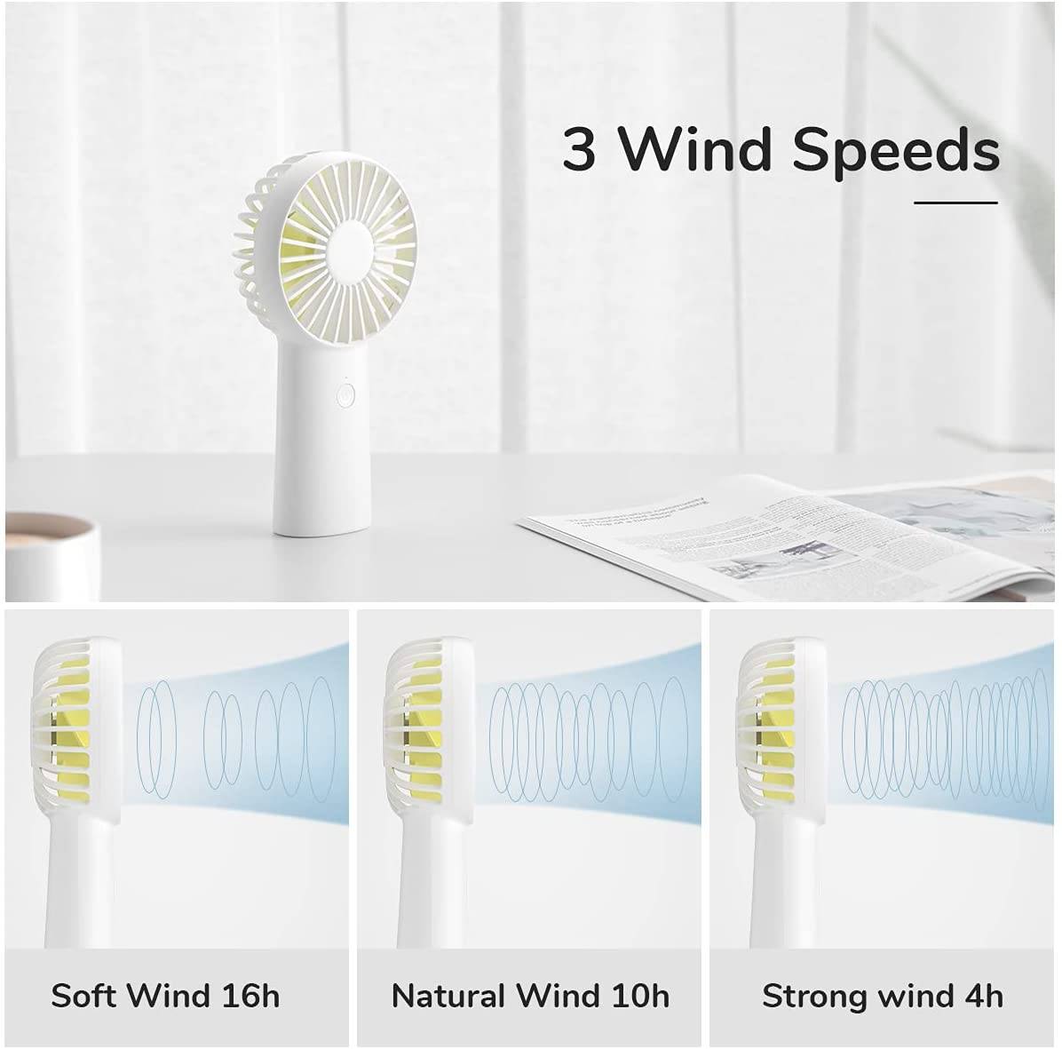 JISULIFE FA20X 4000mAh Portable Rechargeable Mini Handheld Fan