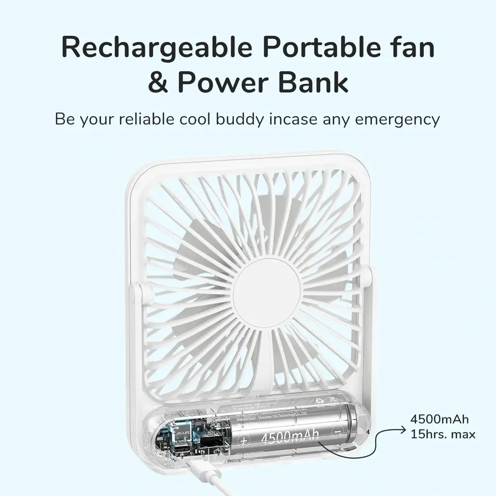 JISULIFE FA26 4500mAh Portable Ultra-slim Table Fan