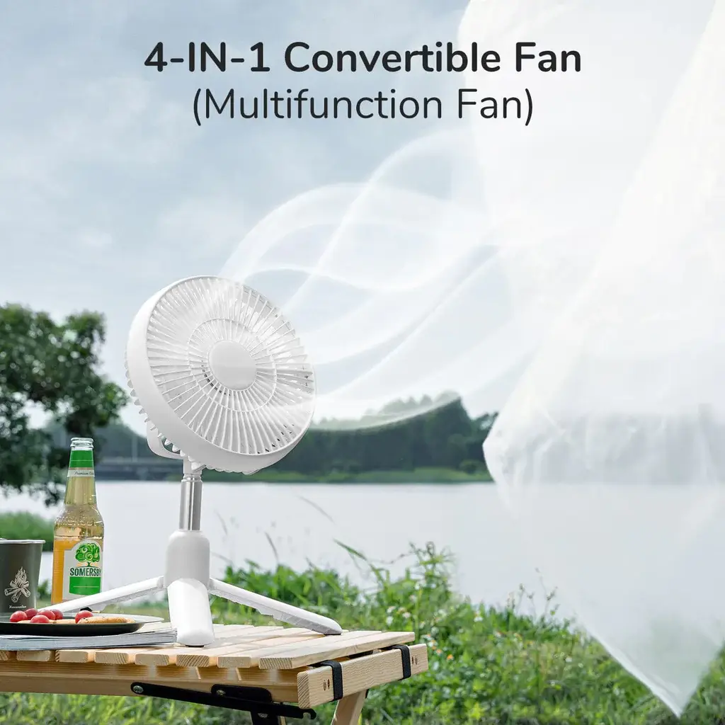 JISULIFE FA37 Portable 4-IN-1 Convertible Outdoor Fan Remote Control 8000mAh Battery