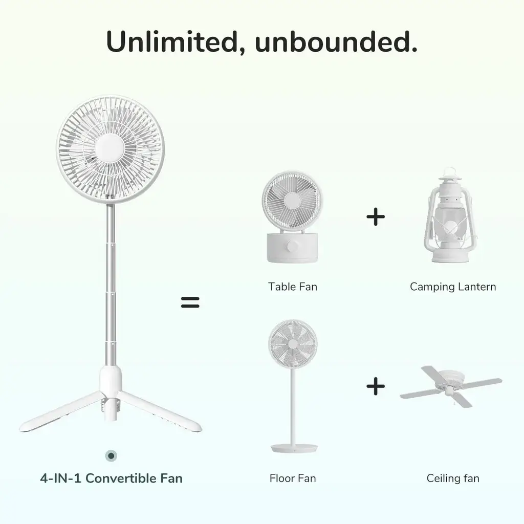 JISULIFE FA37 Portable 4-IN-1 Convertible Outdoor Fan Remote Control 8000mAh Battery