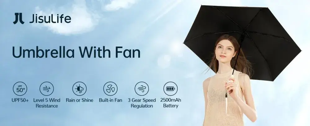 JISULIFE FA52 Umbrella With Cooling Fan