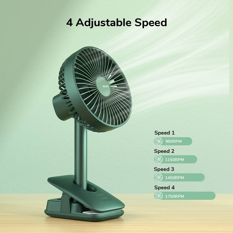 JISULIFE Fan Fa13R Auto-Oscillating 8000mAh Rechargeable Clip Fan