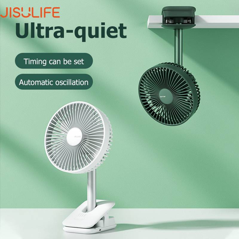 JISULIFE Fan Fa13R Auto-Oscillating 8000mAh Rechargeable Clip Fan