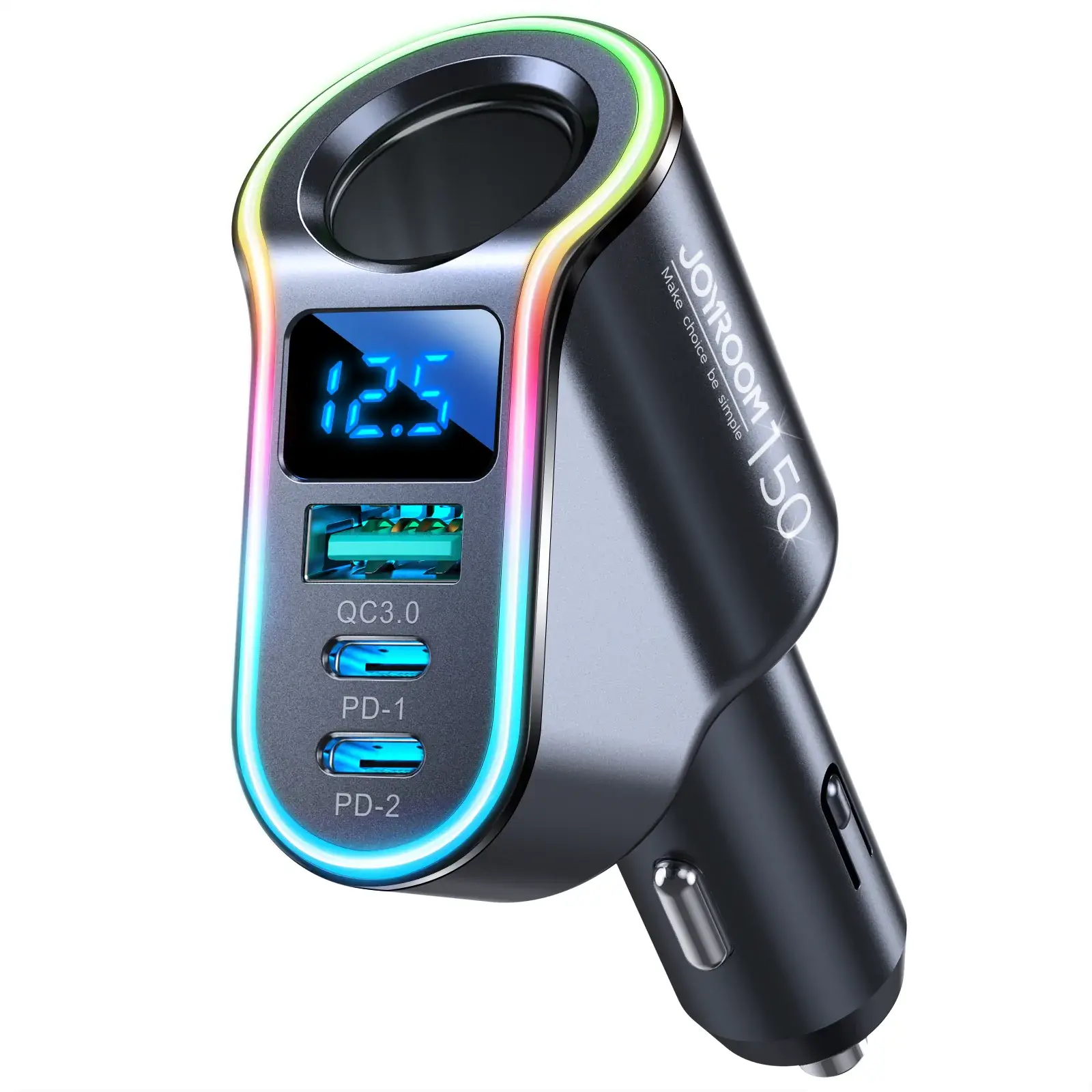 JOYROOM JR-CL21 150W 4 in 1 Car Charger with LED Digital Display