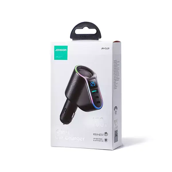 JOYROOM JR-CL21 150W 4-in-1 Multi-Port Car Charger with Dual Fast Charging & Extension Ports