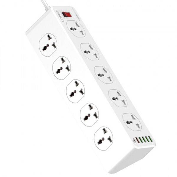 LDNIO SC10610 Surge Protection 30W 6-Port USB Charger with 10 Outlet/ 5 Usb-A / 1 USB-C 200CM Power Cord