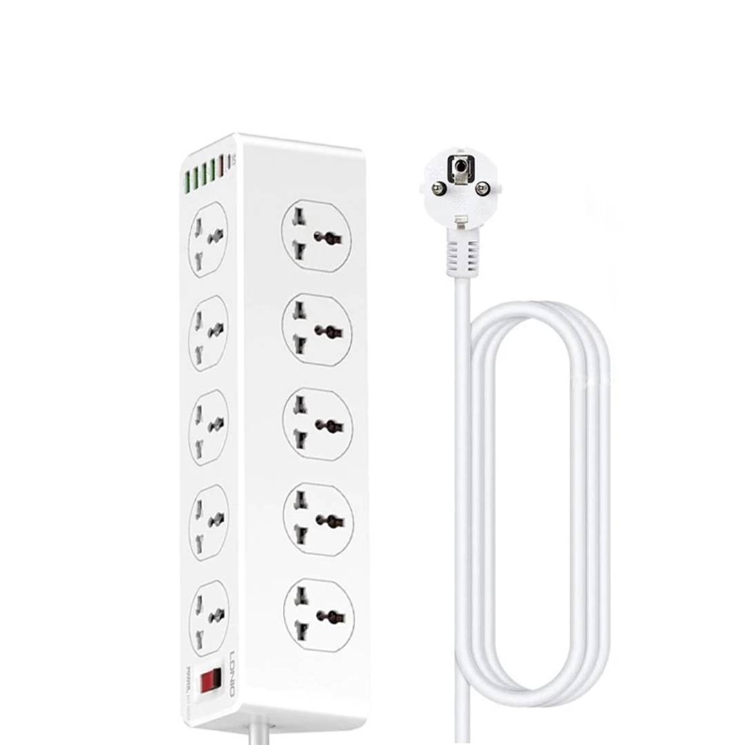 LDNIO SC10610 Surge Protection 30W 6-Port USB Charger with 10 Outlet/ 5 Usb-A / 1 USB-C 200CM Power Cord