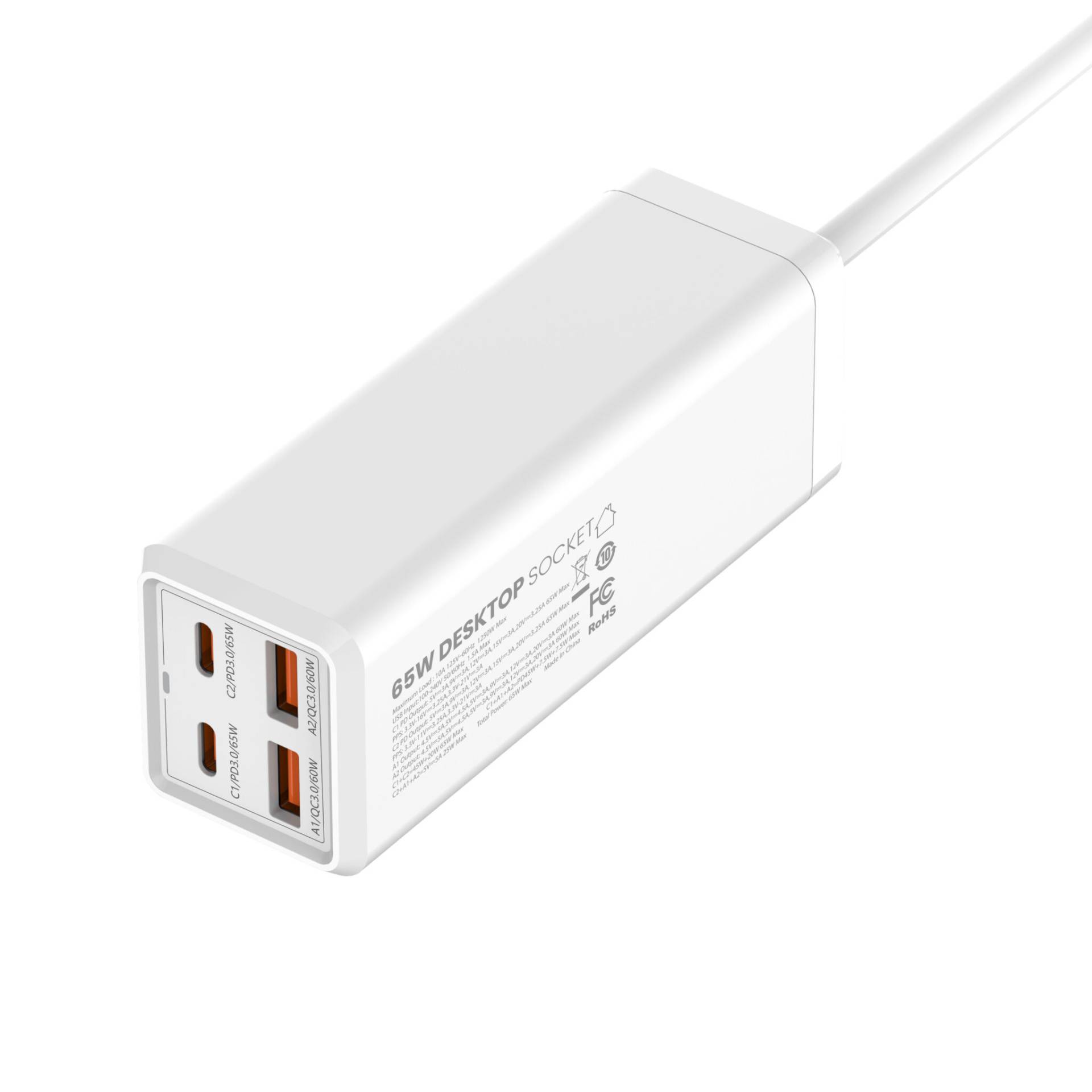 LDNIO SC1418 65W PD Desktop Power Strip 2 USB-C and 2 USB-A Power Socket