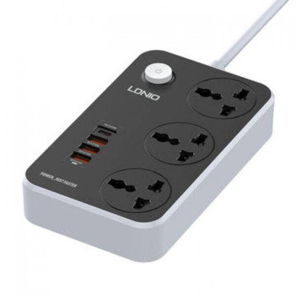 LDNIO SC3412 Power Strip With 3 Ac Sockets + PD Type-C Ports + 3 QC 3.0 Usb Ports Charger