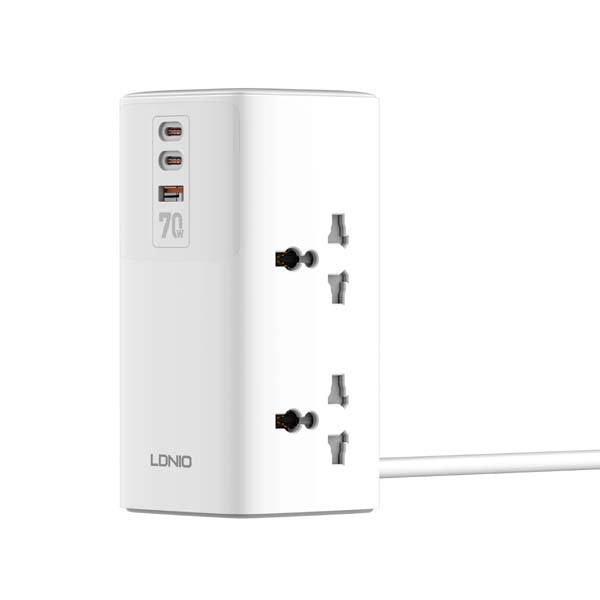 LDNIO SC4383 70W PD Adapter Power Strip with USB Ports and 2M Power Cord EU Plug