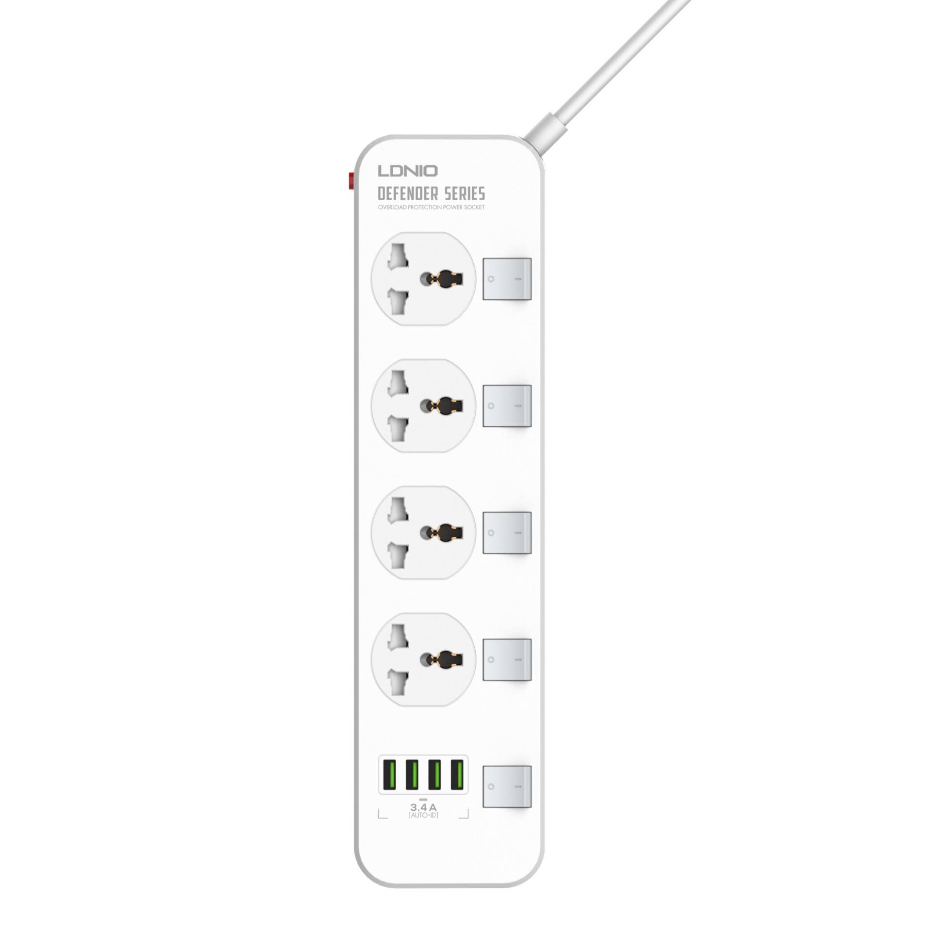 LDNIO SC4408 2500W 5-Outlet Power Strip with 4 USB Ports and Surge Protection