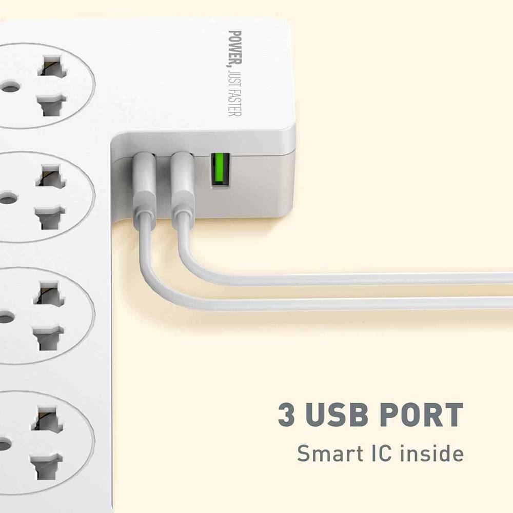 LDNIO SC5309 Power Strip Quick Charge Smart Home Power Universal Power Adapter With 5 Socket 3 USB Charging Port 2m Cable