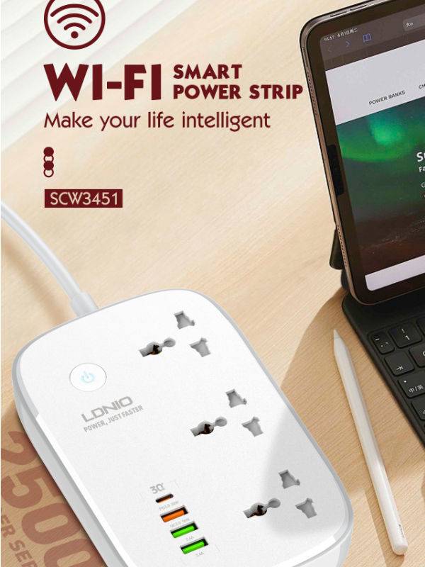 LDNIO SC3451 Fast Charging Wifi Power Strip Plug App Control Smart Power Strips