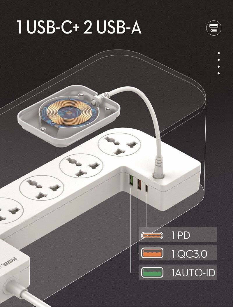 LDNIO SCW5354 Organizing Box Power Strip 15W Wireless Charger with 20W PD+QC Output